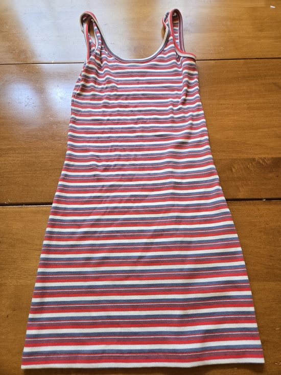 SO Dresses & Skirts - SO Striped Ribbed Tank Dress in Red, Gray & Cream